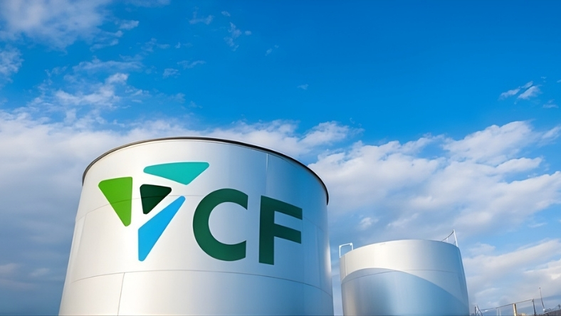 CF Industries ammonia storage tank at fertilizer production facility