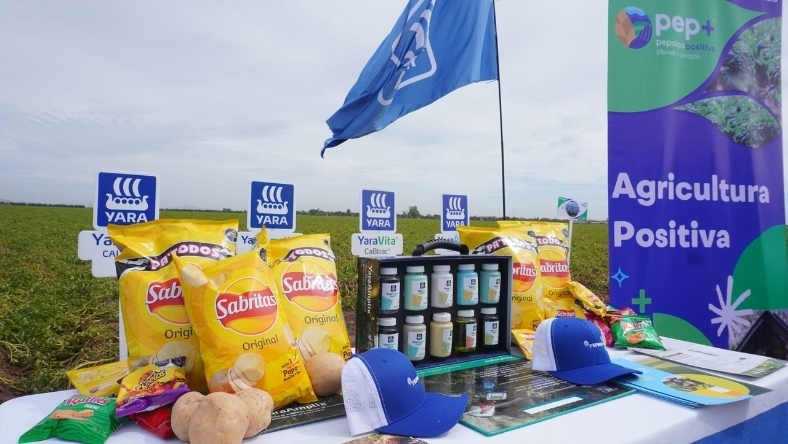 Fertiliser and crop display with Yara and PepsiCo brandin