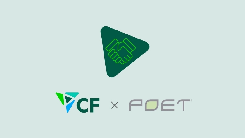 CF and POET partnership logo for low-carbon fertilizer initiative